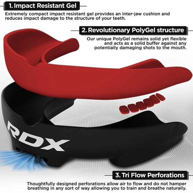 RDX 3w Adult Mouth Guard Black/Red