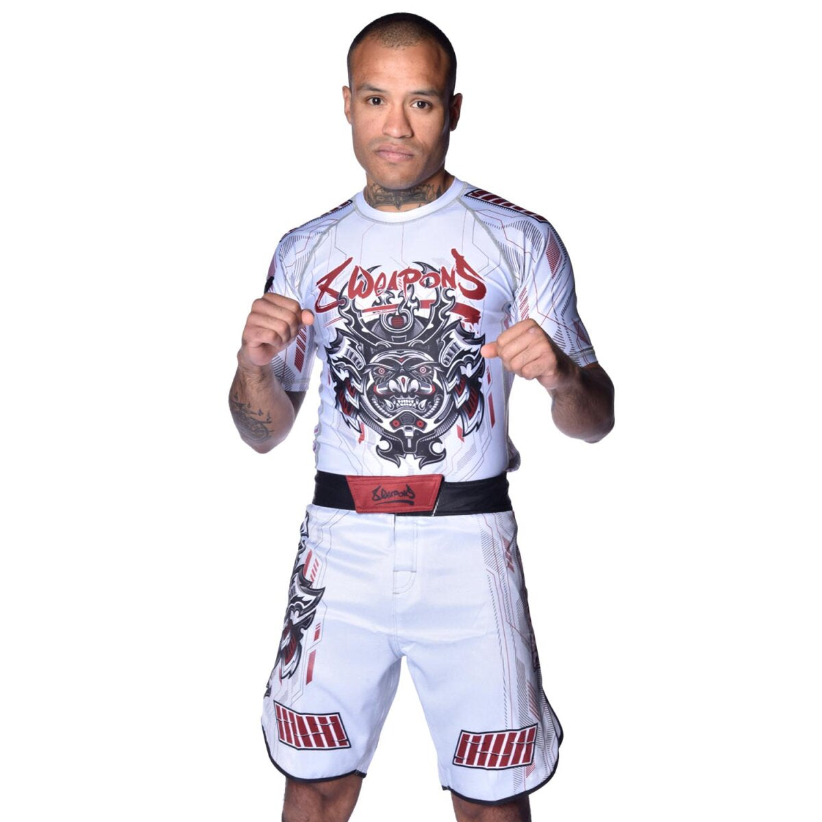 8 WEAPONS Fight Shorts, Samurai 2.0, white-red