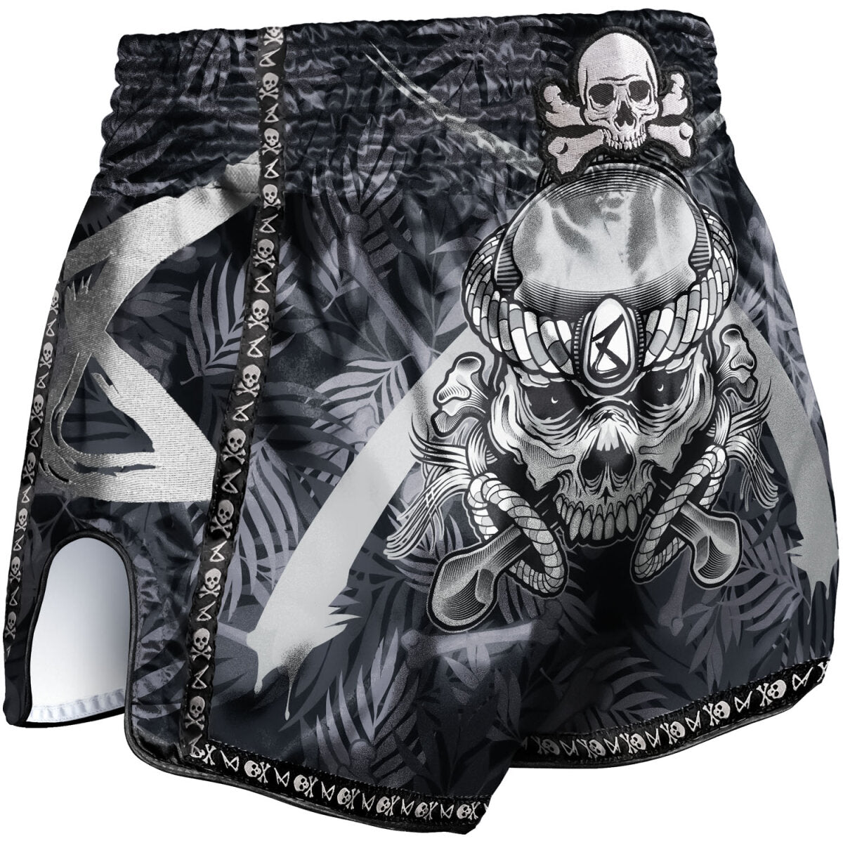 8 WEAPONS Muay Thai Shorts, Bone Island, black