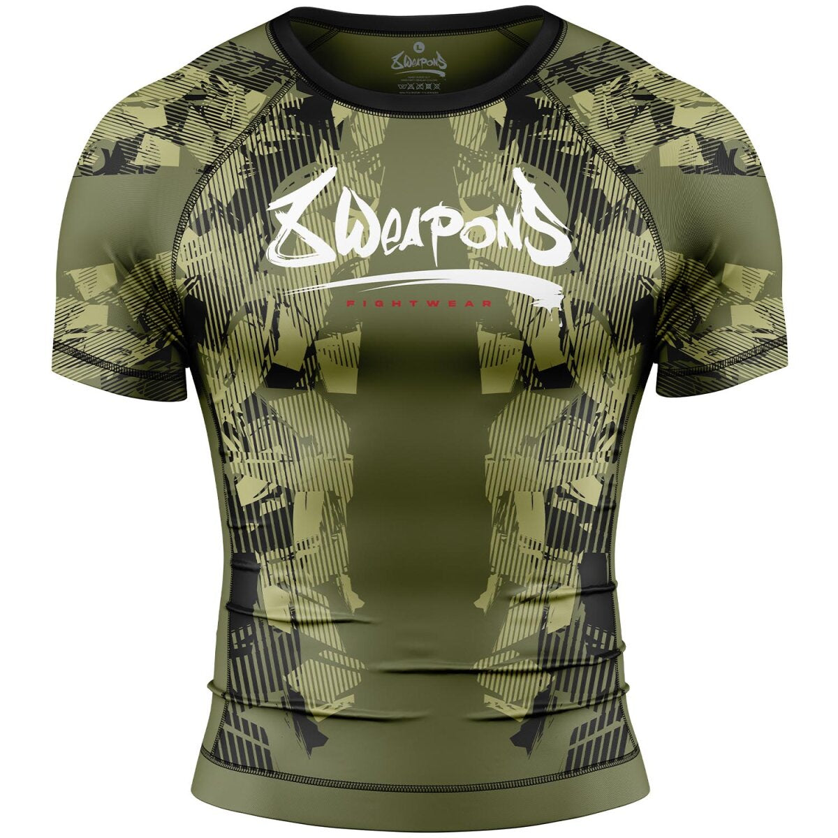 8 WEAPONS Rashguard, S/S, Hit 2.0, olive-black