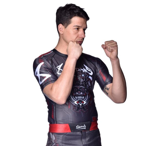 8 WEAPONS Rashguard, S/S, Samurai 2.0, black-red