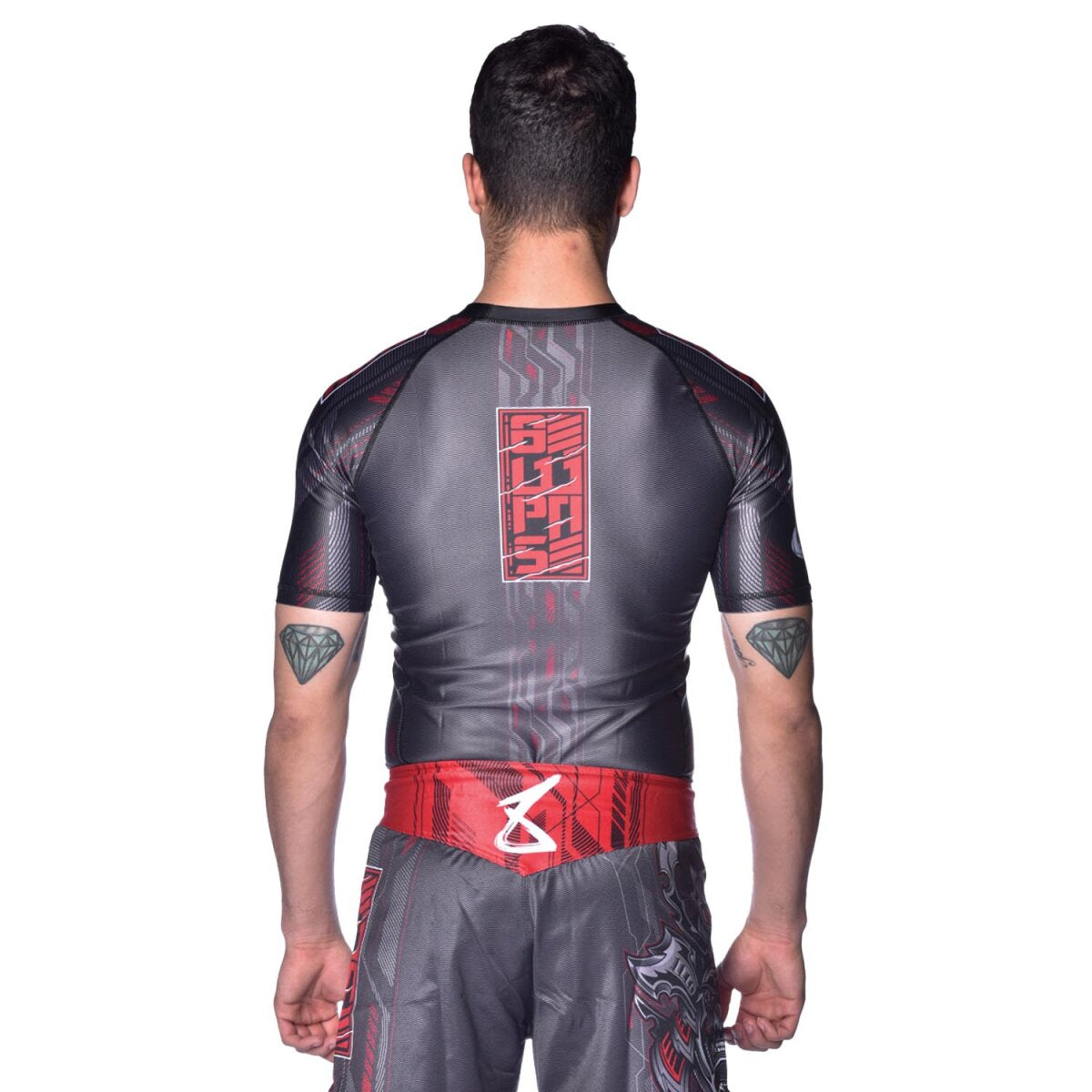 8 WEAPONS Rashguard, S/S, Samurai 2.0, black-red