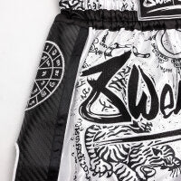 8 WEAPONS Shorts, Carbon, Sak Yant Tigers, white