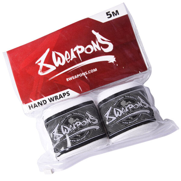 8 WEAPONS Handbandagen, halbelastisch, 5 m, weiß