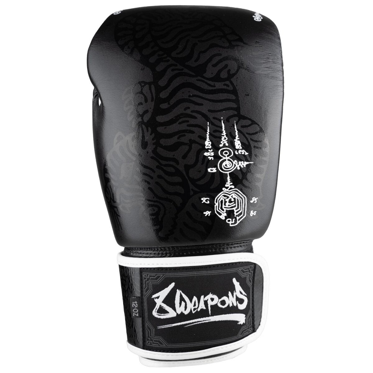 8 WEAPONS Boxing Gloves, Sak Yant Big Tiger, black-black