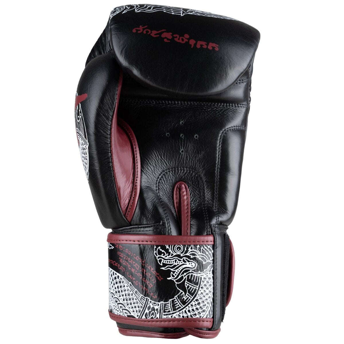 8 WEAPONS Boxing Gloves, Sak Yant Naga, black-maroon