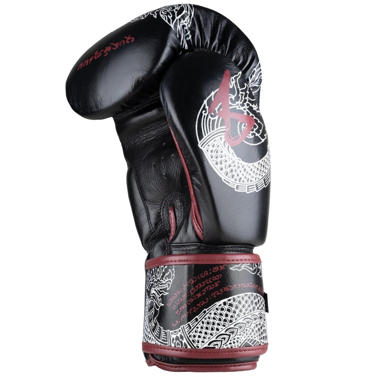 8 WEAPONS Boxing Gloves, Sak Yant Naga, black-maroon