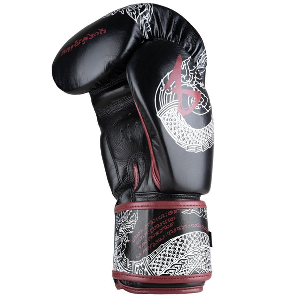 8 WEAPONS Boxing Gloves, Sak Yant Naga, black-maroon