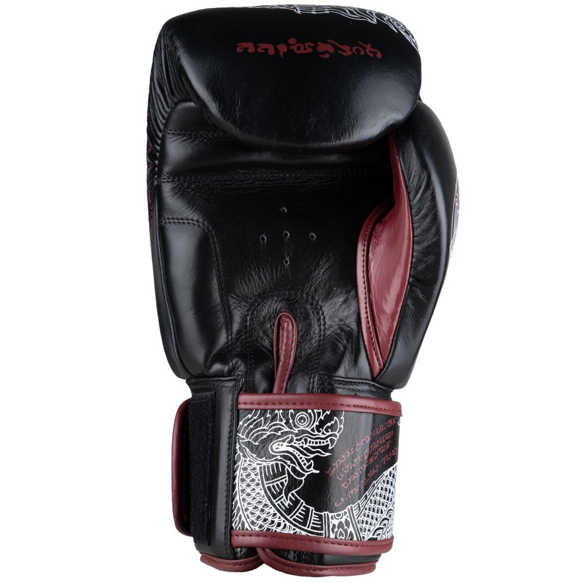 8 WEAPONS Boxing Gloves, Sak Yant Naga, black-maroon