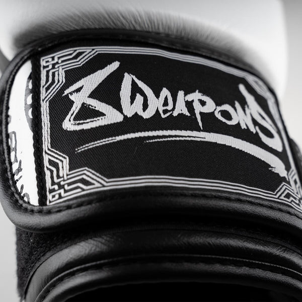 8 WEAPONS Boxing Gloves, Sak Yant Tigers, white-black