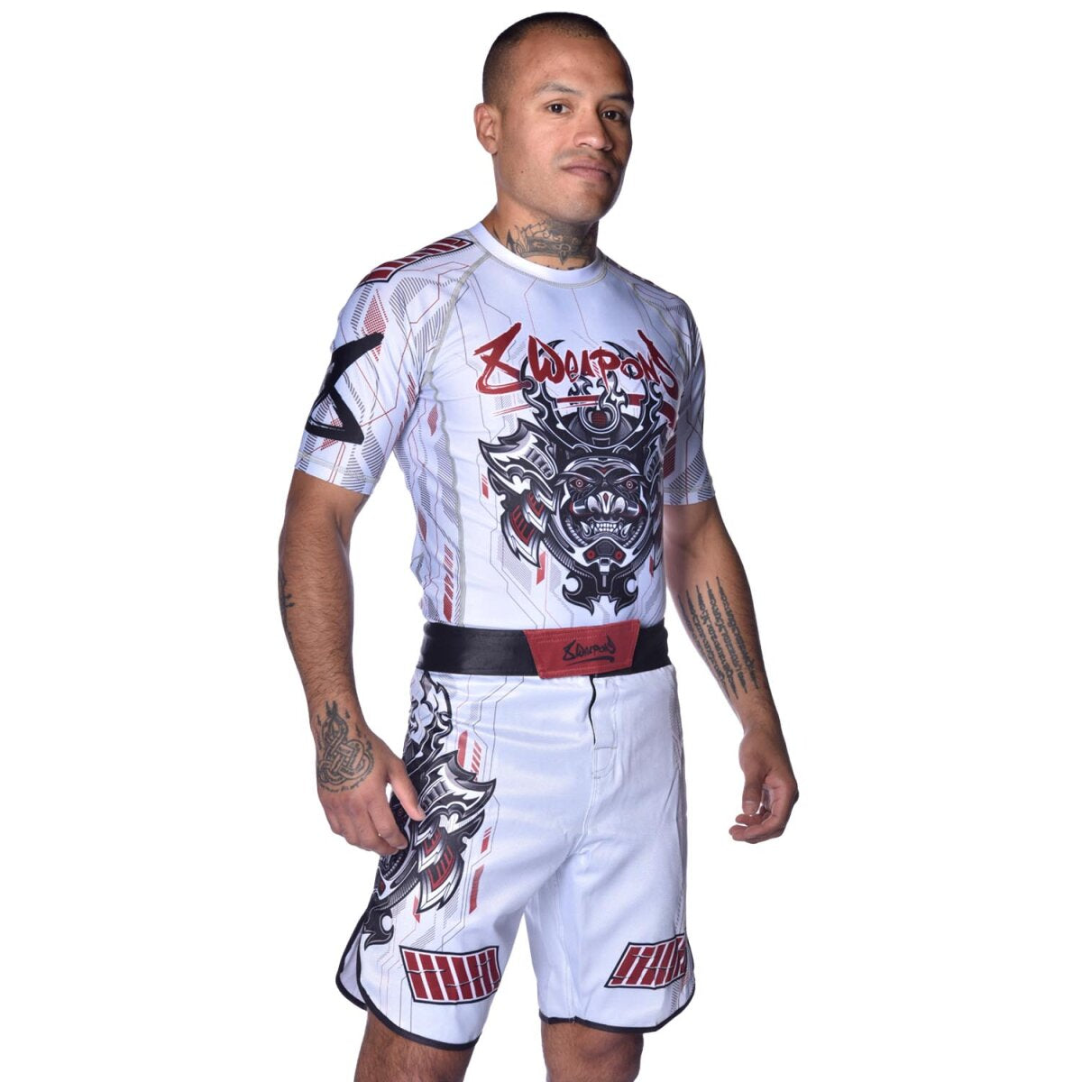 8 WEAPONS Fight Shorts, Samurai 2.0, white-red
