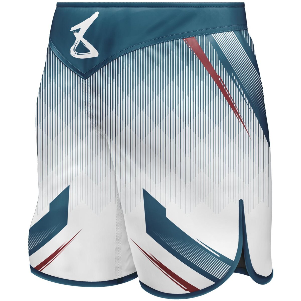 8 WEAPONS Fight Shorts, Shift, white-navy-red