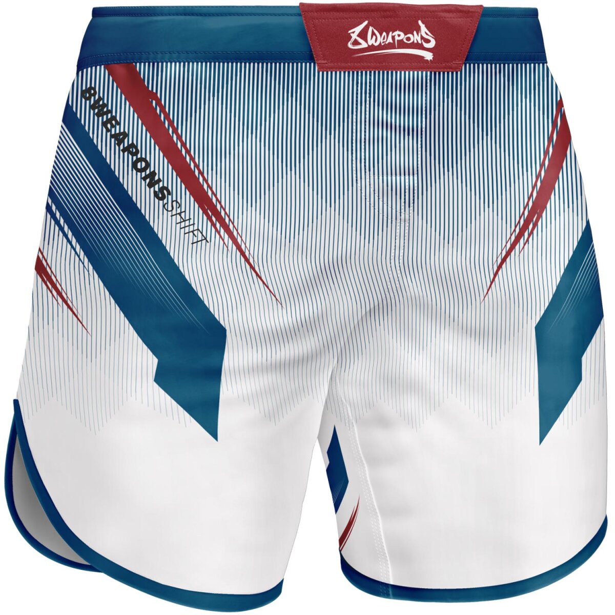 8 WEAPONS Fight Shorts, Shift, white-navy-red