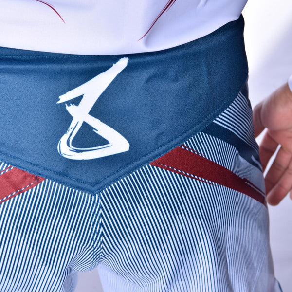 8 WEAPONS Fight Shorts, Shift, white-navy-red
