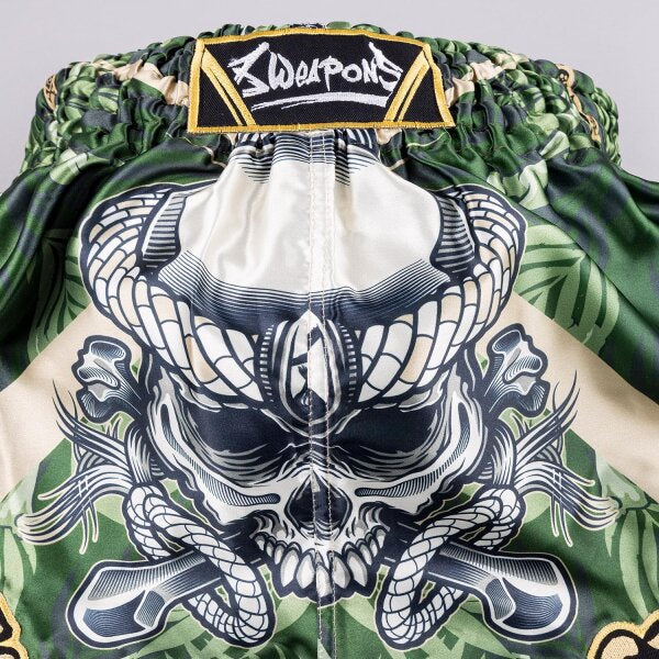 8 WEAPONS Muay Thai Shorts, Bone Island, oliv-gold