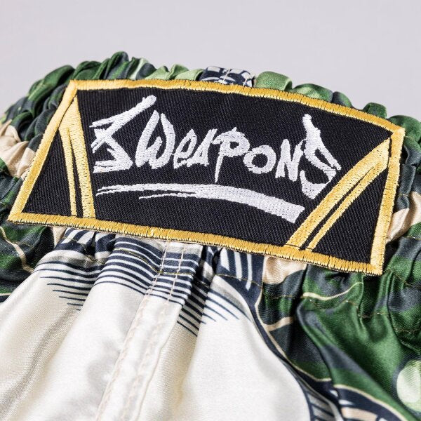 8 WEAPONS Muay Thai Shorts, Bone Island, oliv-gold