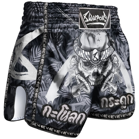 8 WEAPONS Muay Thai Shorts, Bone Island, black
