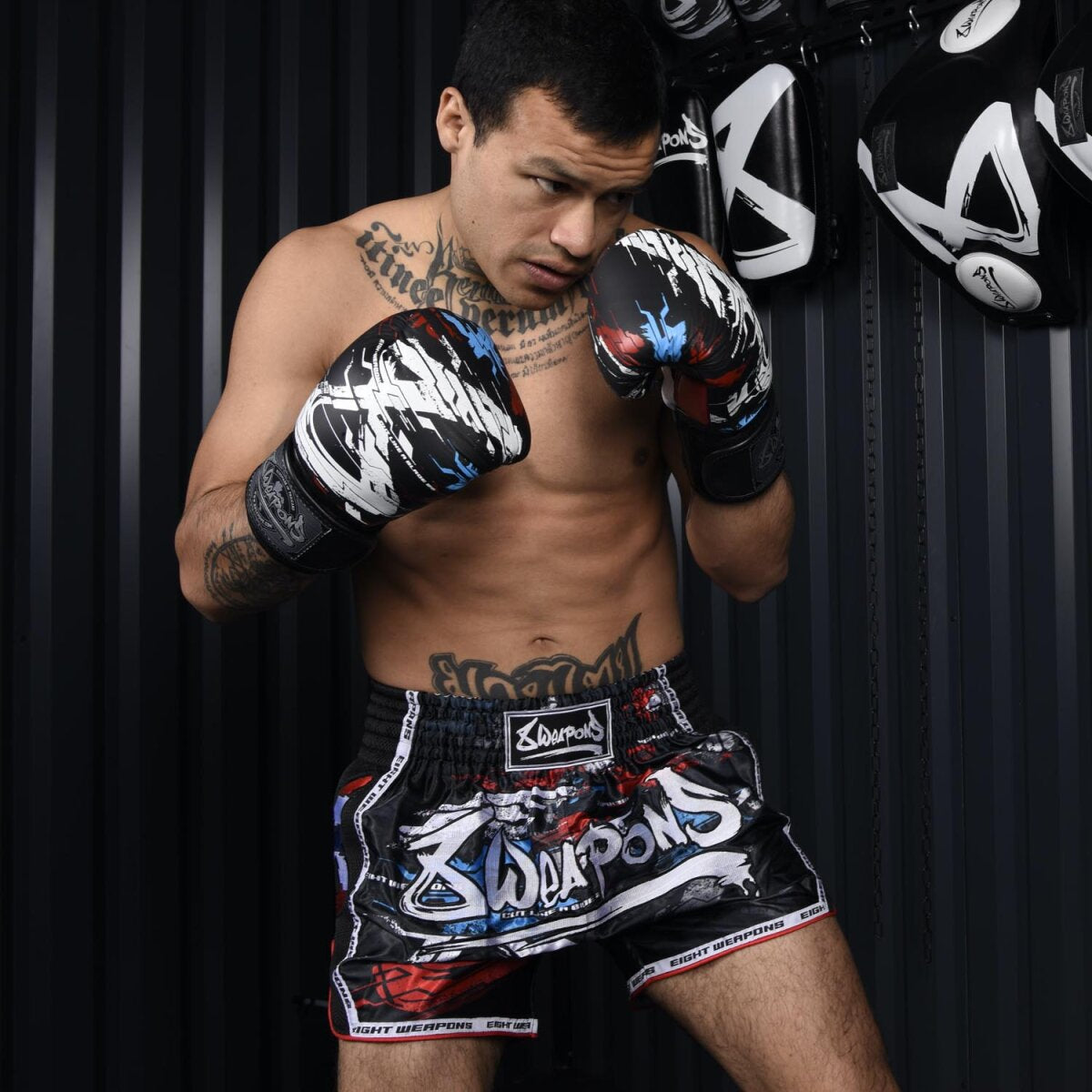 8 WEAPONS Muay Thai Shorts, Cut like a Blade 2.0, black