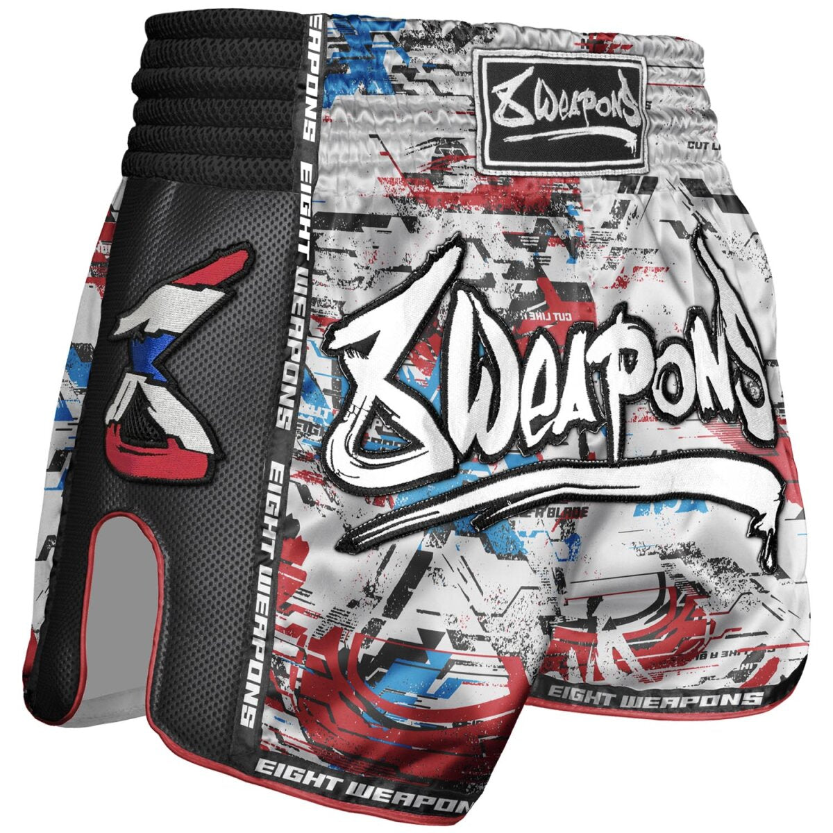 8 WEAPONS Muay Thai Shorts, Cut like a Blade 2.0, white