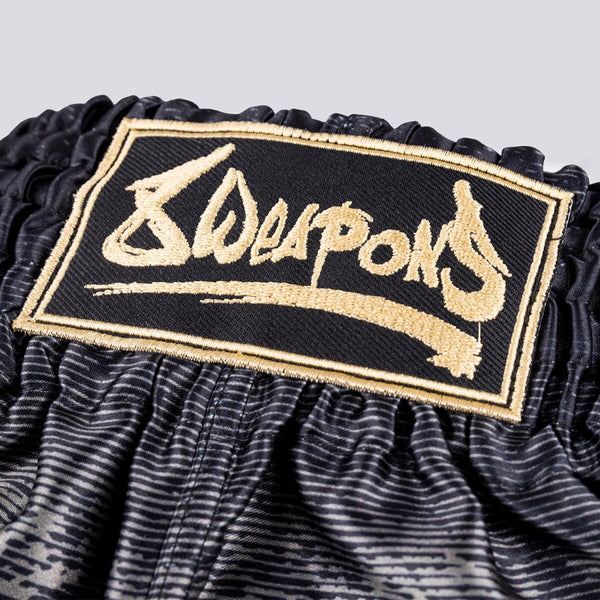 8 WEAPONS Muay Thai Shorts, Hanuman, black-gold