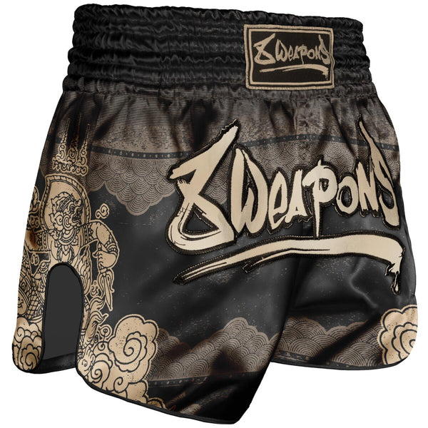 8 WEAPONS Muay Thai Shorts, Hanuman, black-gold