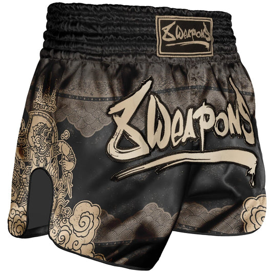 8 WEAPONS Muay Thai Shorts, Hanuman, black-gold
