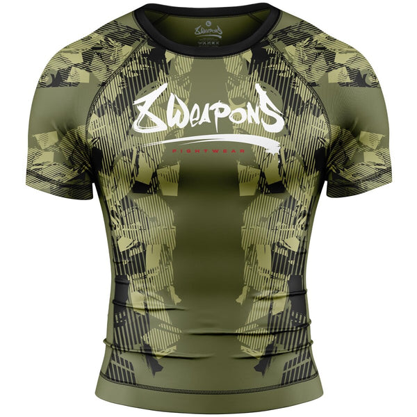 8 WEAPONS Rashguard, S/S, Hit 2.0, olive-black
