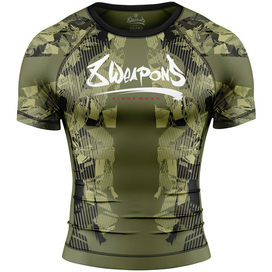 8 WEAPONS Rashguard, S/S, Hit 2.0, olive-black