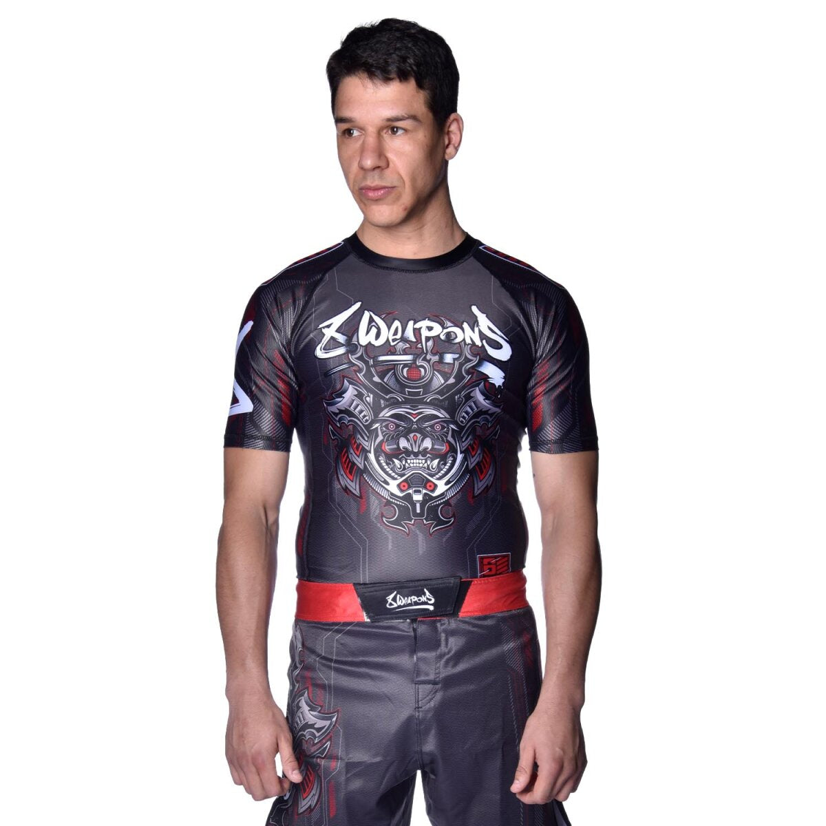 8 WEAPONS Rashguard, S/S, Samurai 2.0, black-red