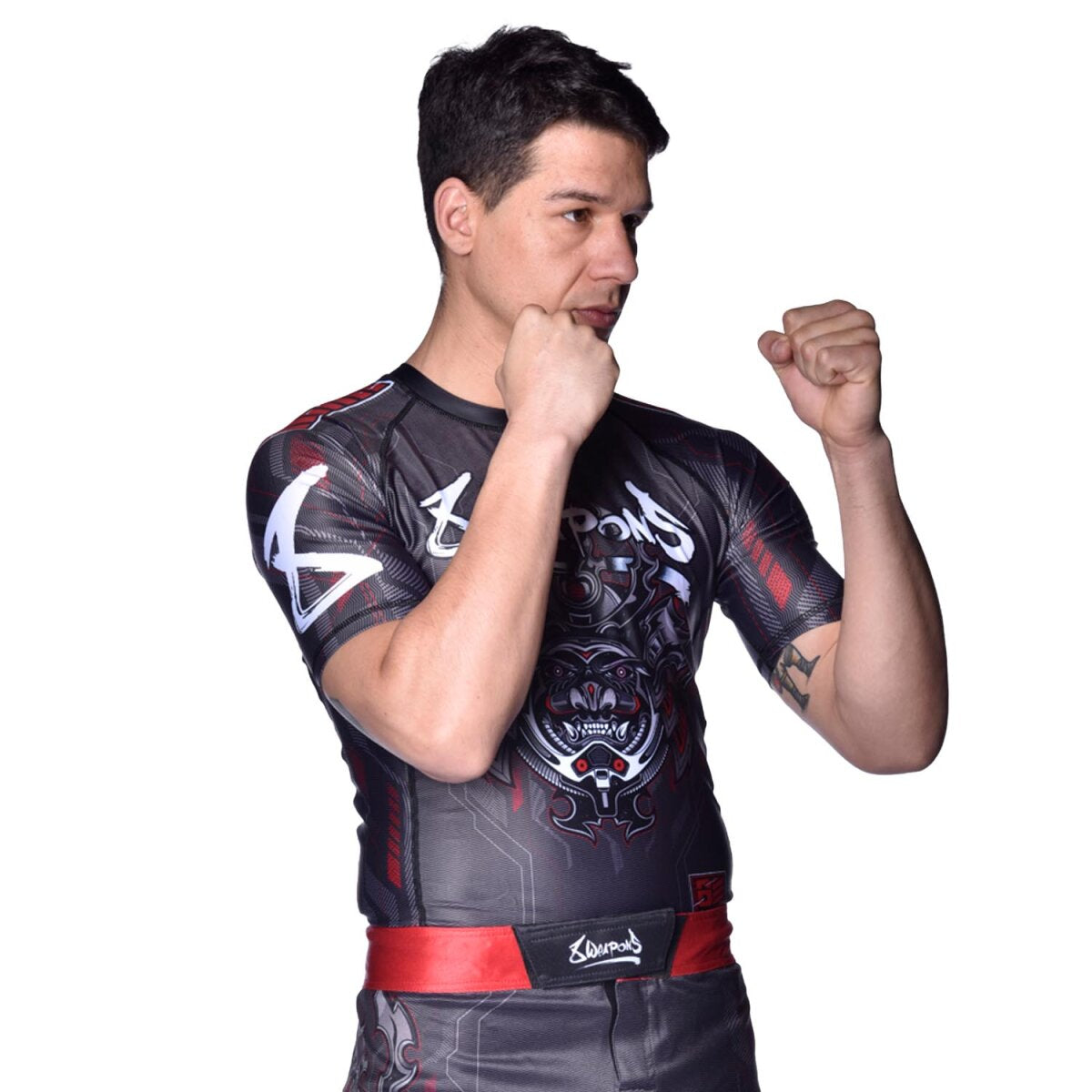 8 WEAPONS Rashguard, S/S, Samurai 2.0, black-red