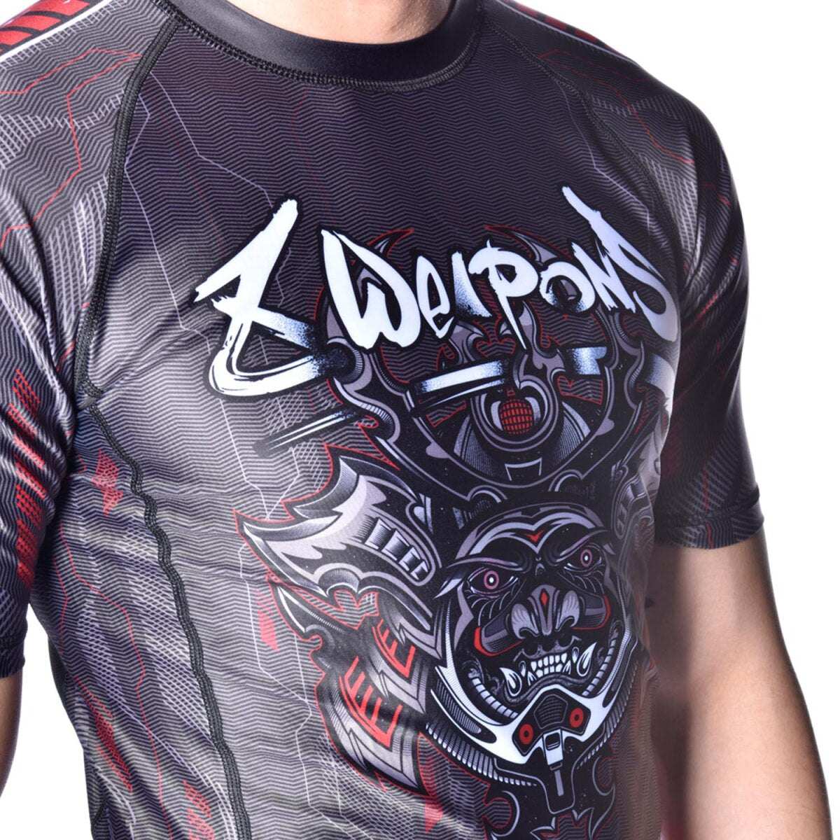 8 WEAPONS Rashguard, S/S, Samurai 2.0, black-red