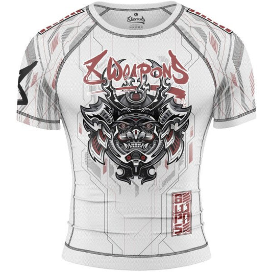 8 WEAPONS Rashguard, S/S, Samurai 2.0, white-red