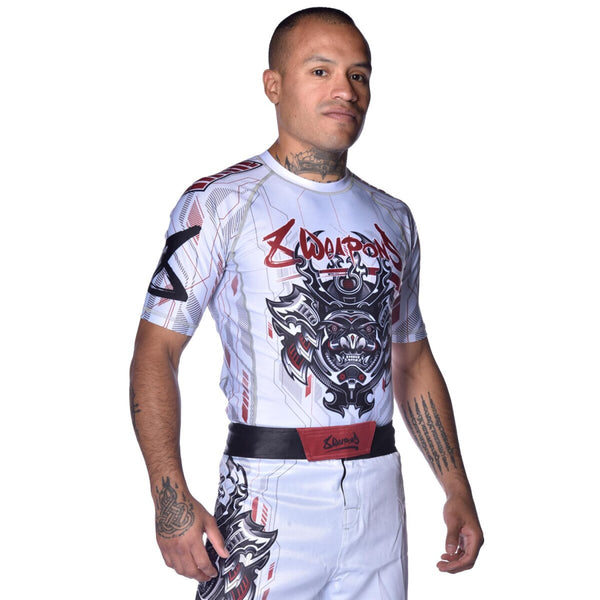 8 WEAPONS Rashguard, S/S, Samurai 2.0, white-red