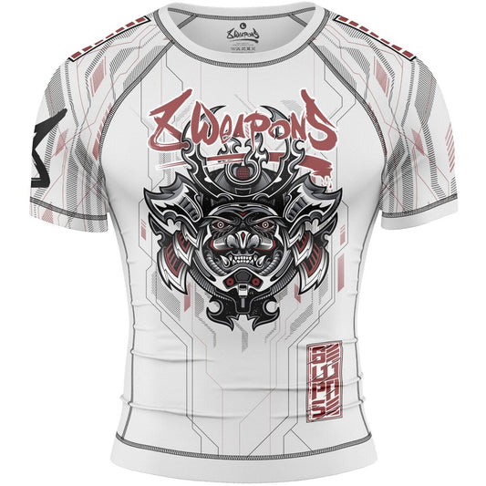 8 WEAPONS Rashguard, S/S, Samurai 2.0, white-red