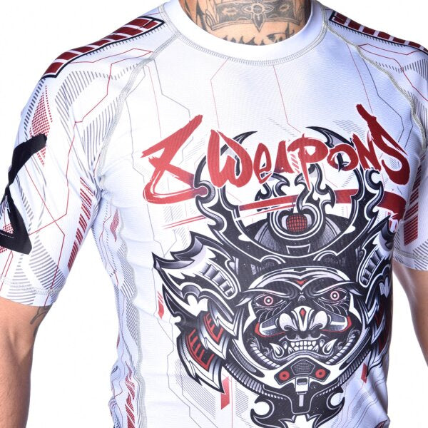 8 WEAPONS Rashguard, S/S, Samurai 2.0, white-red