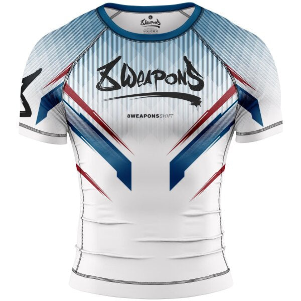 8 WEAPONS Rashguard, Shift, white-navy-red