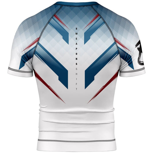 8 WEAPONS Rashguard, S/S, Shift, white-navy-red