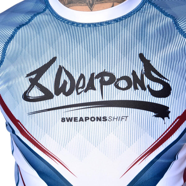 8 WEAPONS Rashguard, S/S, Shift, white-navy-red
