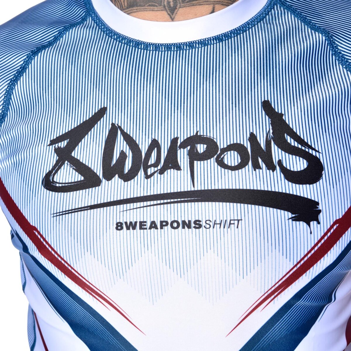 8 WEAPONS Rashguard, S/S, Shift, white-navy-red