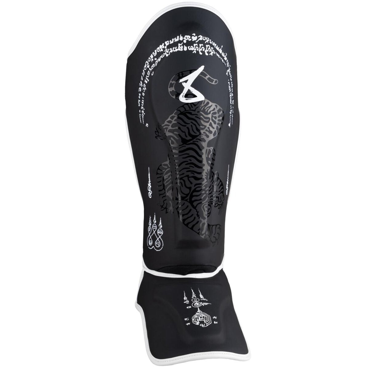 8 WEAPONS Shin Guards, Sak Yant Big Tiger, black-black