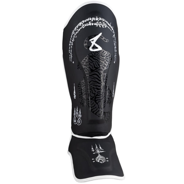8 WEAPONS Shin Guards, Sak Yant Big Tiger, black-black