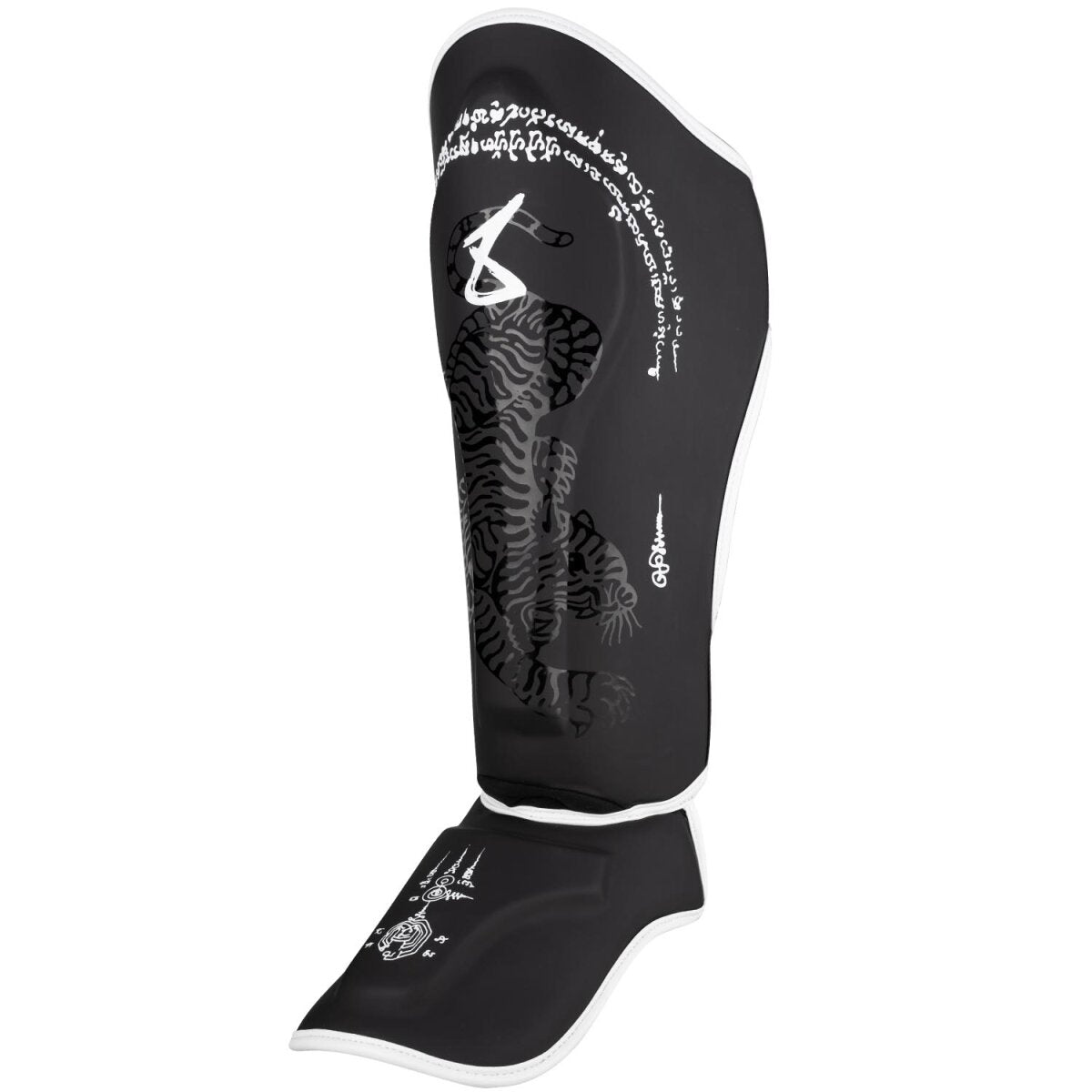 8 WEAPONS Shin Guards, Sak Yant Big Tiger, black-black