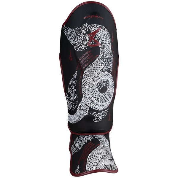 8 WEAPONS Shin Guards, Sak Yant Naga, black-maroon