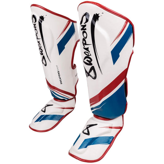 8 WEAPONS Shin Guards, Shift, white-navy-red