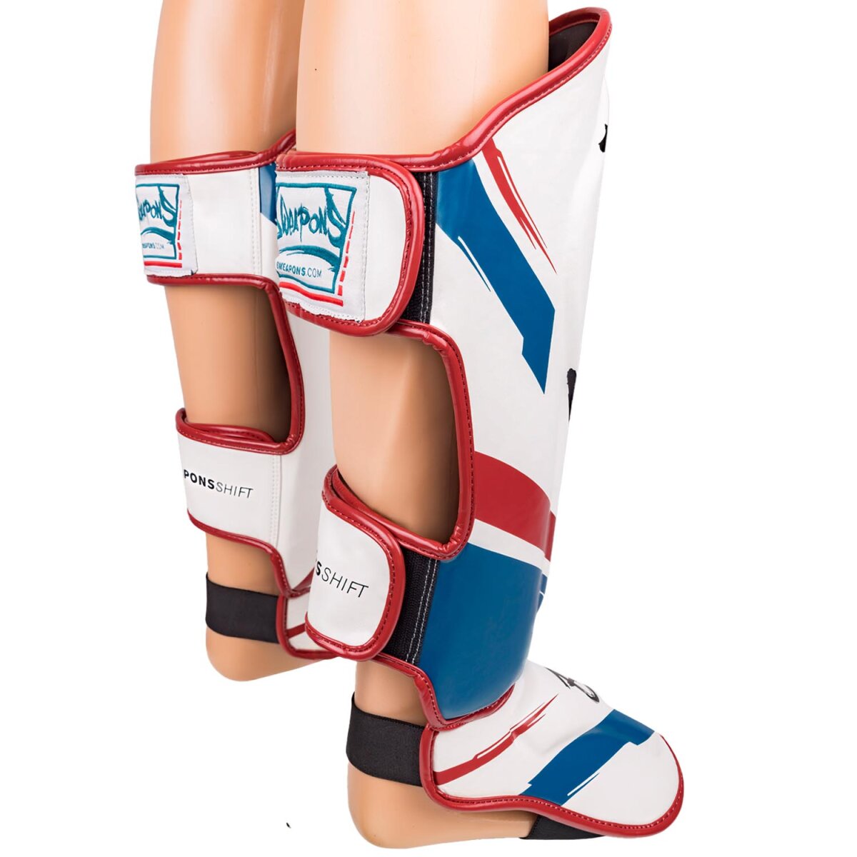 8 WEAPONS Shin Guards, Shift, white-navy-red