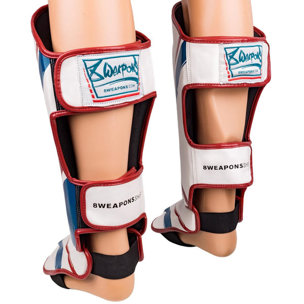 8 WEAPONS Shin Guards, Shift, white-navy-red