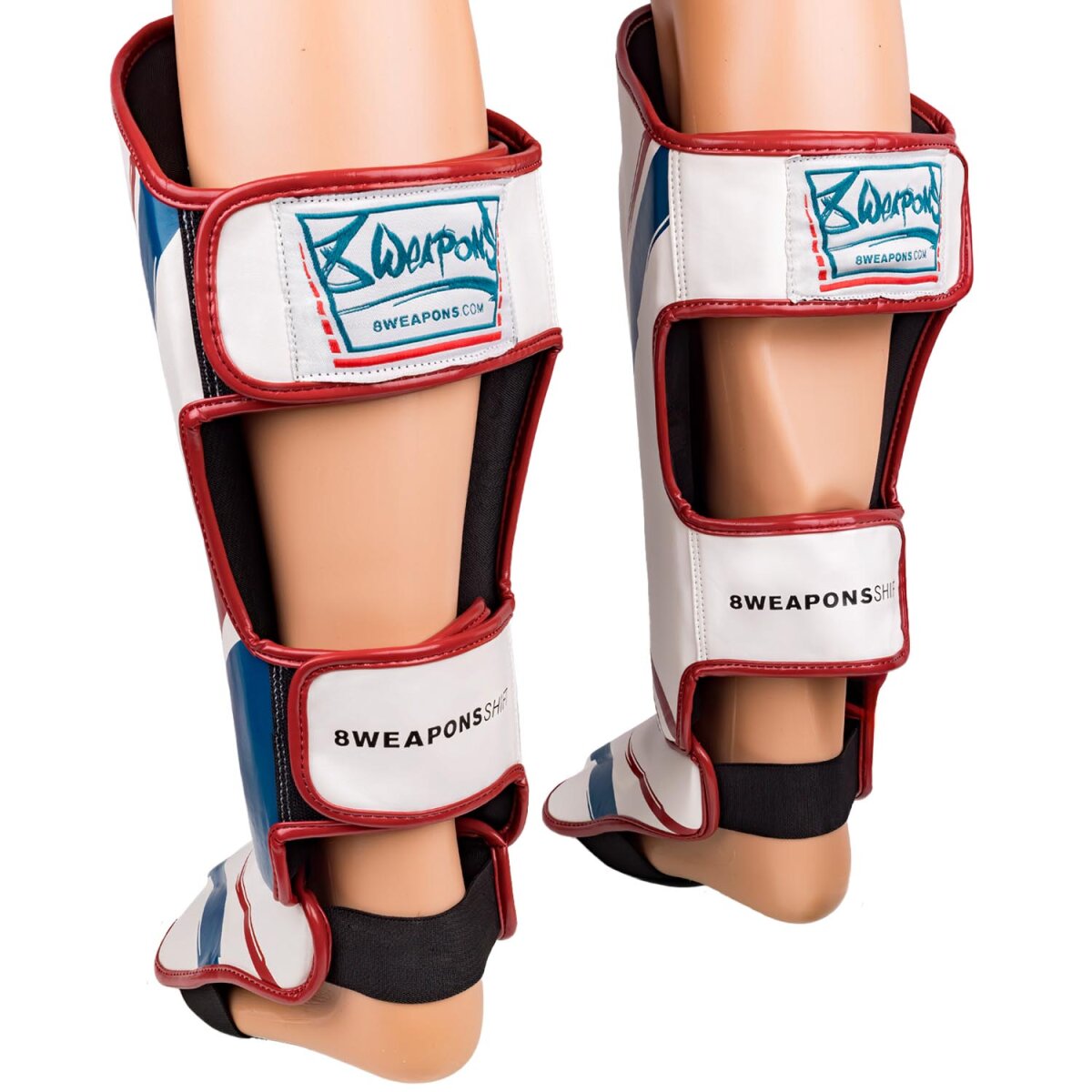 8 WEAPONS Shin Guards, Shift, white-navy-red