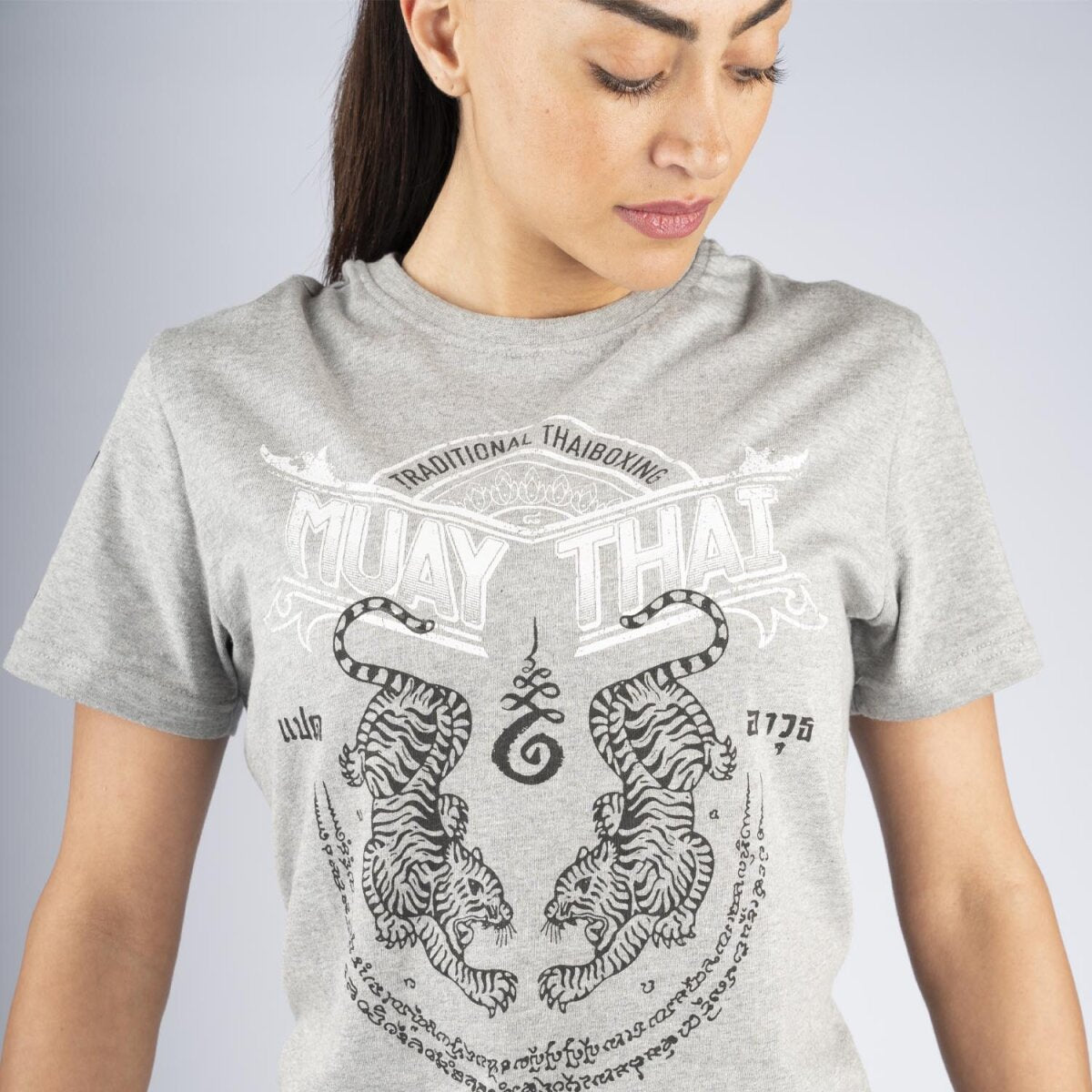 8 WEAPONS T-Shirt, Sak Yant Tigers, grey