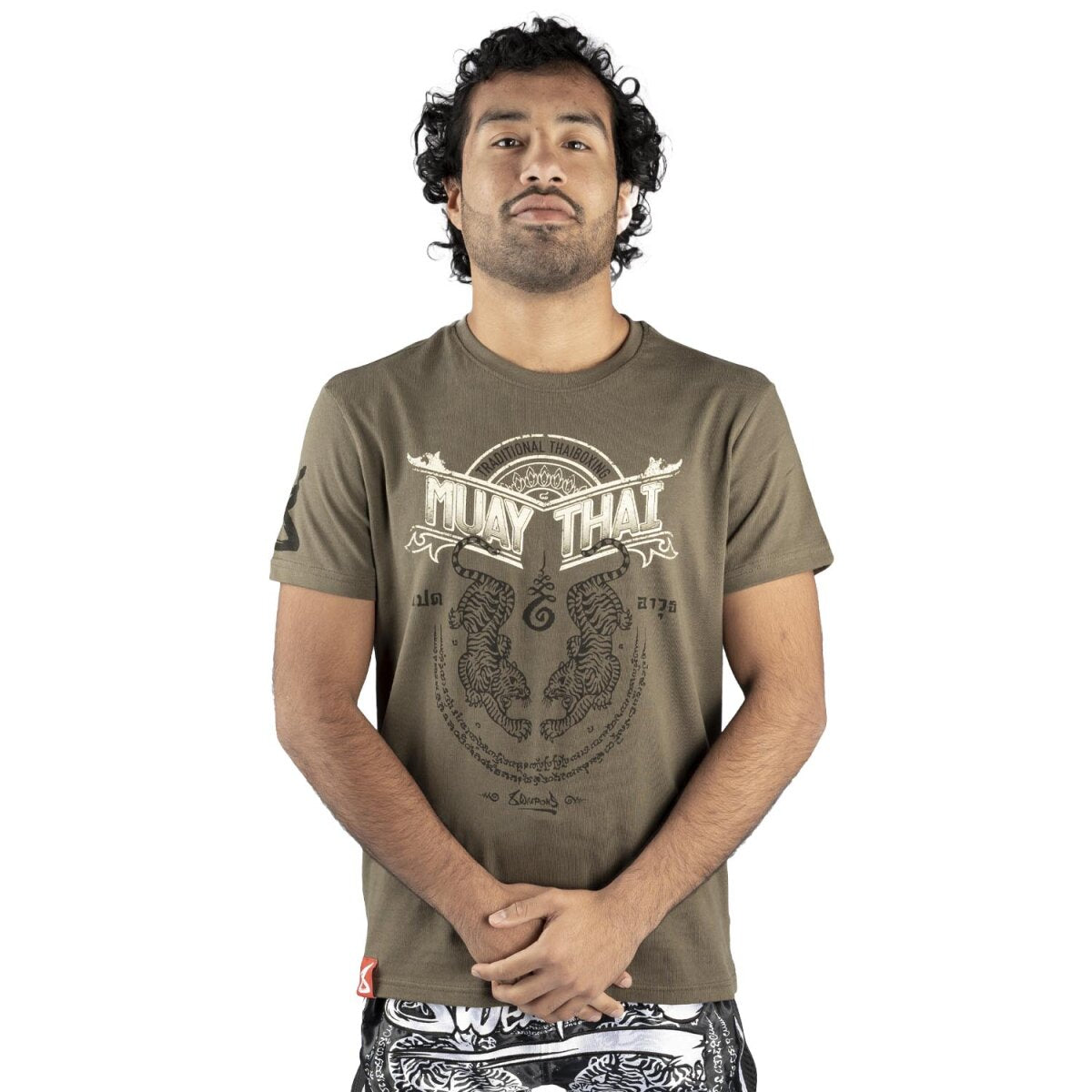 8 WEAPONS T-Shirt, Sak Yant Tigers, olive