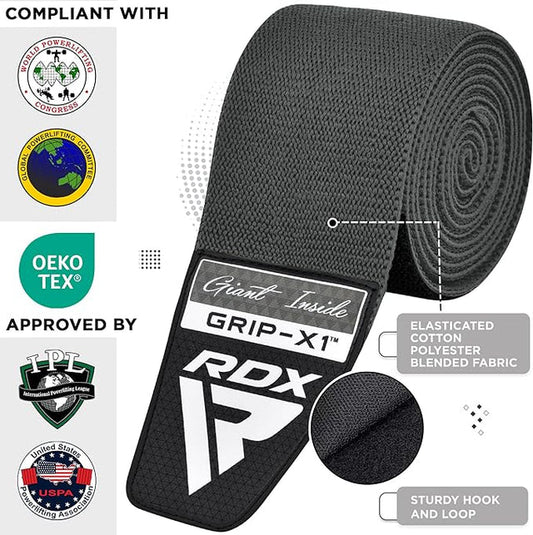 RDX K1 Elasticated Knee Compression Bandage Wraps Grey